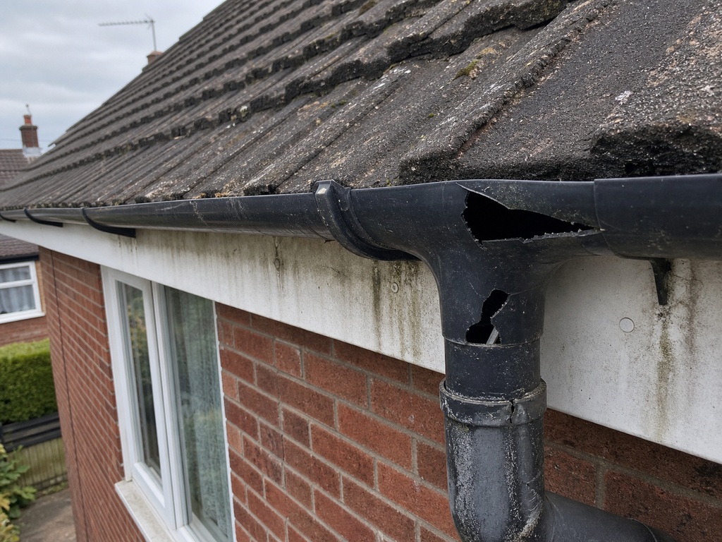 Roofline access detail recorded during a roof inspection